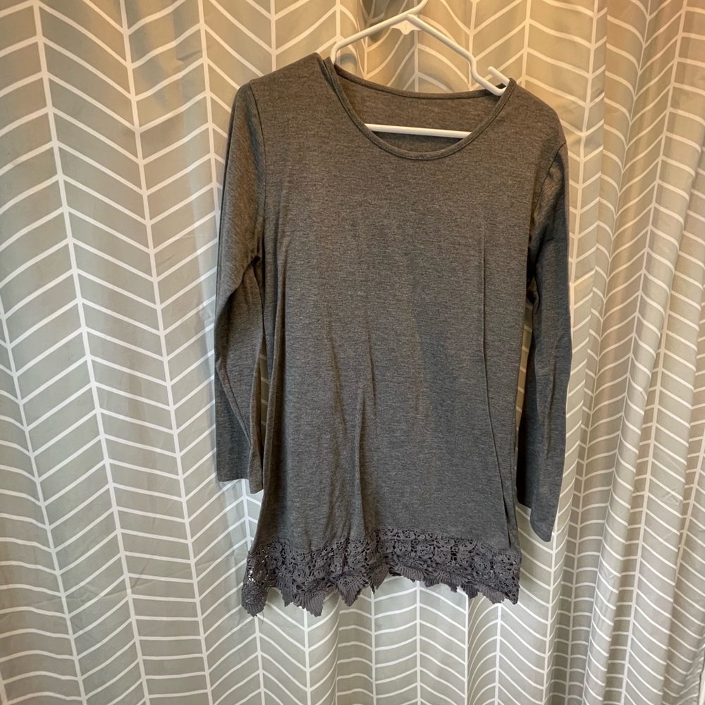 Lace bottom long sleeve shirt